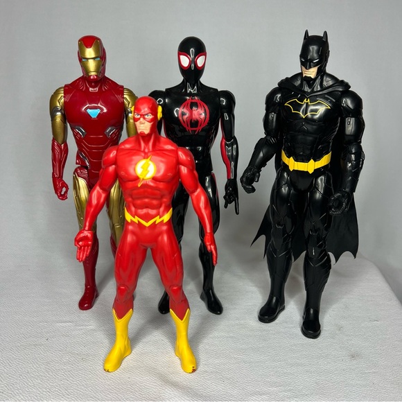 Marvel Other - Marvel DC Action Figures Lot Of 4 Batman Spider-Man Flash Iron Man